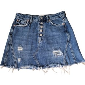 We The Free Size 26 button fly distressed jeans skirt
